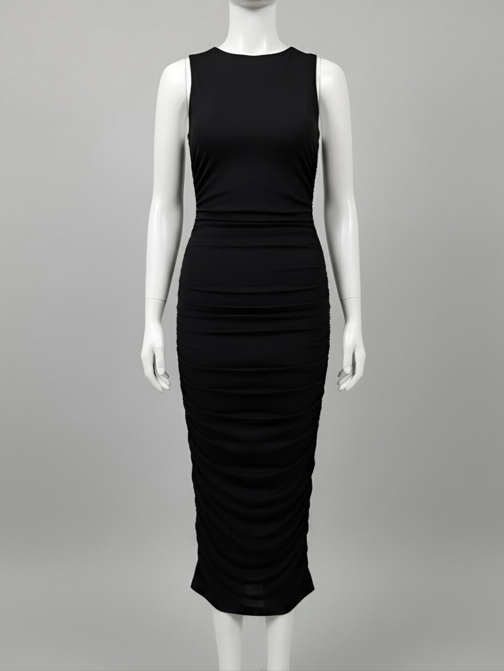 POPULAR 21 RUCHED MIDI BODYCON DRESS